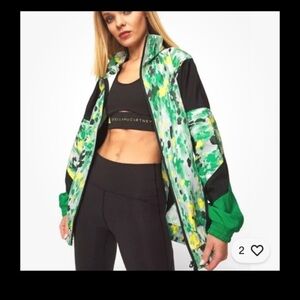 Adidas by Stella McCartney Green and Black Patterned Bomber Jacket size M